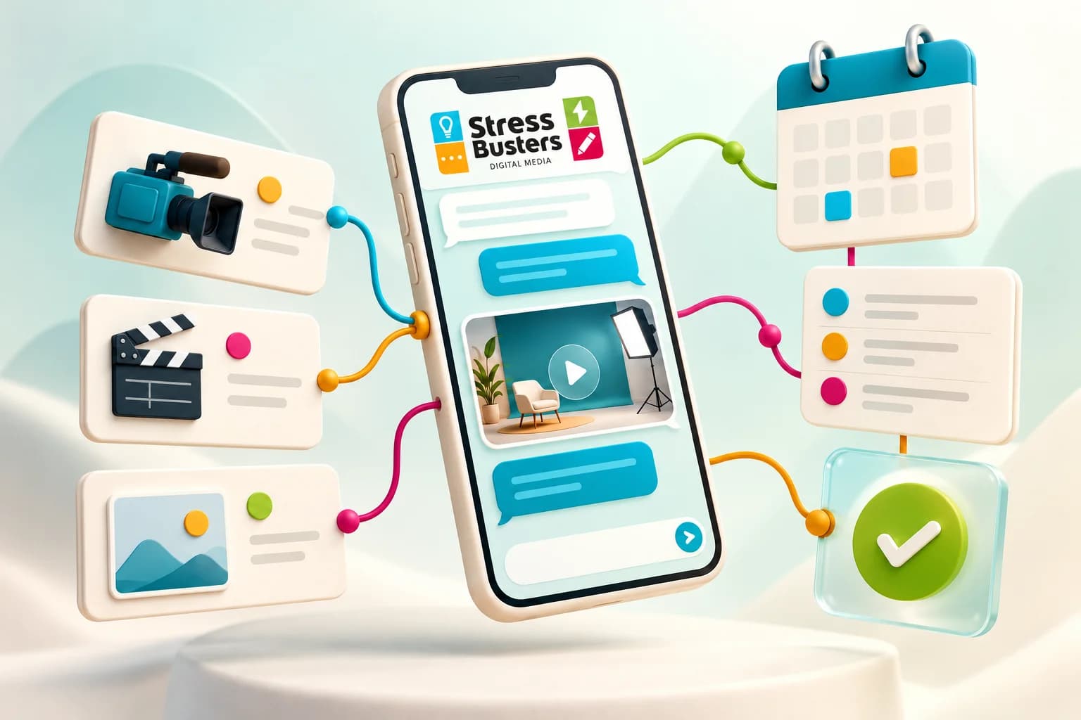 Concept illustration of WhatsApp studio coordination